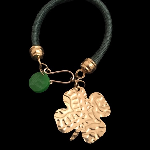 Vintage Natty Valdez Green Four Leaf Clover Bracelet - Picture 2 of 4